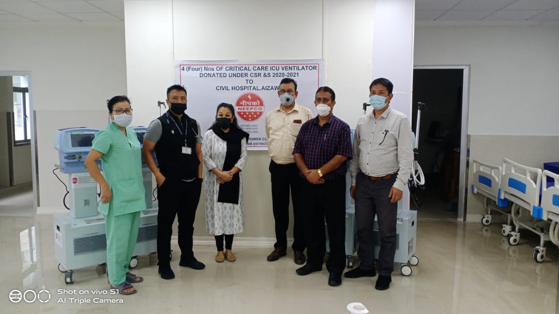 NEEPCO donated 4 Critical Care ICU Ventilators to the Civil Hospital, Aizawl, Mizoram. 