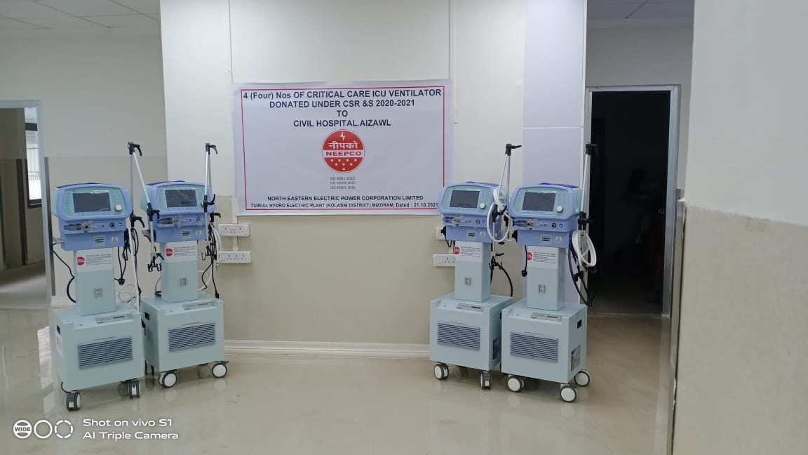 NEEPCO donated 4 Critical Care ICU Ventilators to the Civil Hospital, Aizawl, Mizoram. 